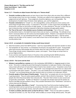 Choose Wisely (part 1): &ldquo;The Wise and the Fool&rdquo; Pastor Scott Maurer