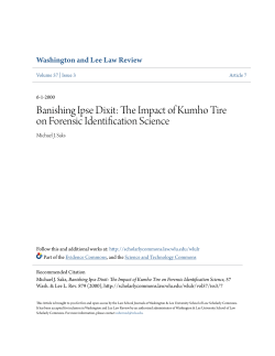 Banishing Ipse Dixit: The Impact of Kumho Tire on Forensic