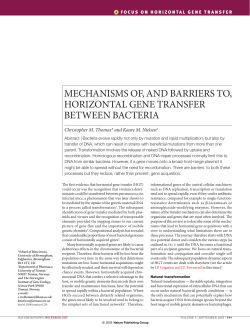 MECHANISMS OF, AND BARRIERS TO, HORIZONTAL GENE