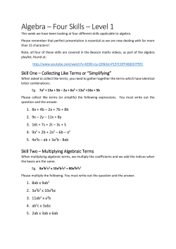 Algebra &ndash; Four Skills &ndash; Level 1