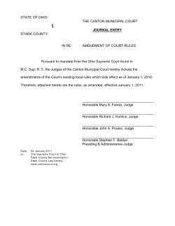 STATE OF OHIO: THE CANTON MUNICIPAL COURT JOURNAL