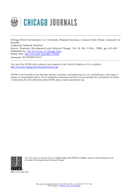 Foreign Direct Investment in a Centrally Planned Economy: Lessons