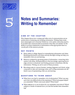 Chapter 5: Notes and Summaries: Writing to Remember