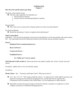 FEDERALISM Chapter 3 How the circle and the
