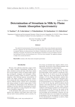 Determination of Strontium in Milk by Flame Atomic Absorption