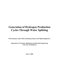 Generation of Hydrogen Production Cycles Through Water Splitting