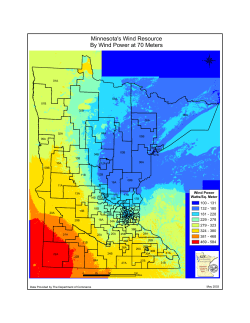 Minnesota`s Wind Resource By Wind Power at 70 Meters