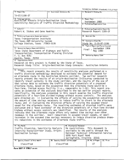 Austin/SanAntonio Origin-Destination Study Sensitivity Analysis of