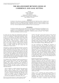 the relationship between sense of coherence and goal setting