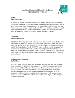 Additional Suggested Pieces for Auditions MONOLOGUES FOR MEN