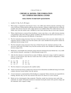 CHEMICAL BONDS: THE FORMATION OF COMPOUNDS FROM