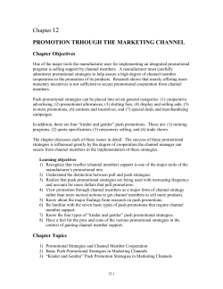 Chapter 12 PROMOTION TRHOUGH THE MARKETING CHANNEL