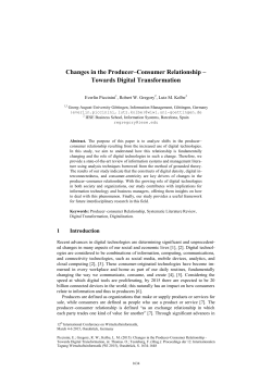 Changes in the Producer&ndash;Consumer Relationship