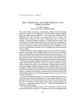 THE LUPERCALIA AND THE ROMULUS AND REMUS LEGEND