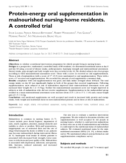 Protein-energy oral supplementation in malnourished nursing