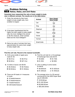 Ratios, Rates, and Unit Rates