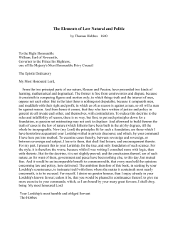 The Elements of Law Natural and Politic by Thomas Hobbes