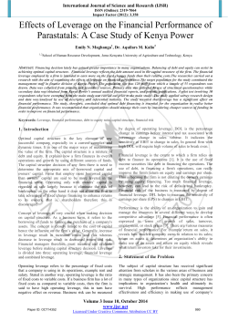 Effects of Leverage on the Financial Performance of Parastatals: A
