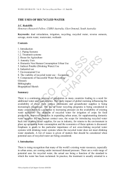 The Uses of Recycled Water