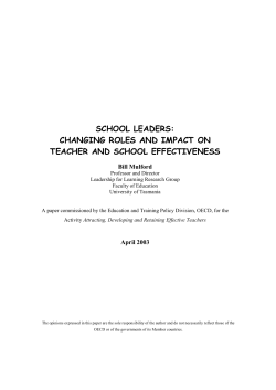 school leaders: changing roles and impact on