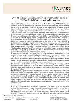 2017 Middle East Medical Assembly Discovers Conflict Medicine