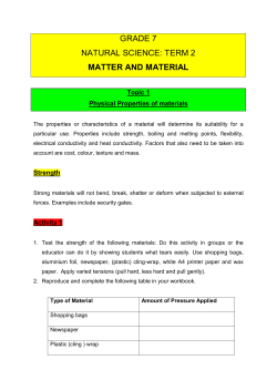 grade 7 natural science: term 2 matter and material