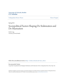 Sociopolitical Factors Shaping De-Stalinization and De