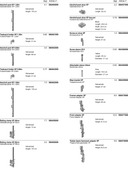 Article n&deg; [kg] Article n&deg; [kg] Handrail post XP 1.20m 4.1