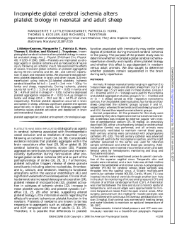 Incomplete global cerebral ischemia alters platelet biology in