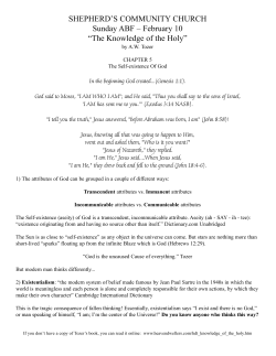 The Knowledge of the Holy - Shepherd`s Community Church