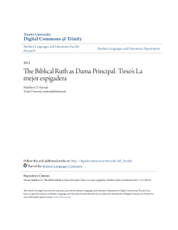 The Biblical Ruth as Dama Principal: Tirso`s La mejor espigadera