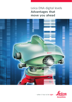 Leica DNA digital levels Advantages that move you ahead
