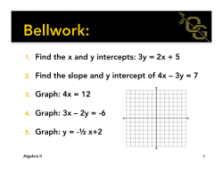 1. Find the x and y intercepts: 3y = 2x + 5 2. Find the slope and y