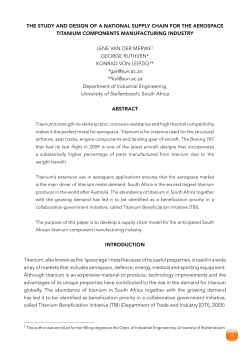 the study and design of a national supply chain for the aerospace