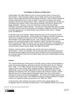 Civil Rights for Women and Minorities Unfortunately, the United