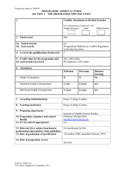 MA Conflict Resolution in Divided Societies