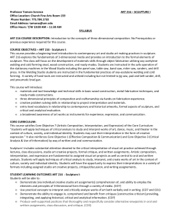 Professor Tamara Scronce ART 216 &ndash; SCULPTURE I Office