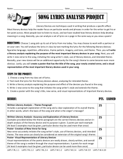 song lyrics analysis project