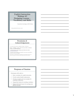 Explicit Instruction Webinar #3 Designing Lessons &ndash; Vocabulary and