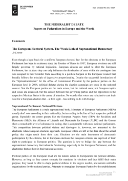 THE FEDERALIST DEBATE Papers on Federalism in Europe and