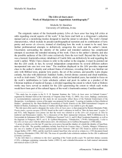 Michelle M. Hamilton eHumanista: Volume 6, 2006 19 The Libro de
