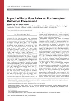 Impact of Body Mass Index on Posttransplant Outcomes Reexamined