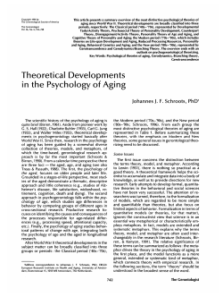 Theoretical Developments in the Psychology of