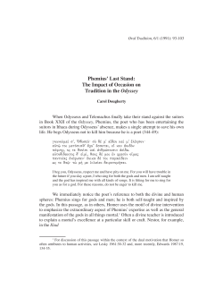 ORAL TRADITION 6.1 - Phemius` Last Stand: Tradition in the Odyssey