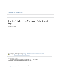 The Tax Articles of the Maryland Declaration of Rights
