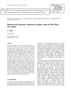 Diurnal and seasonal variation in surface wind at Sita Eliya, Sri Lanka