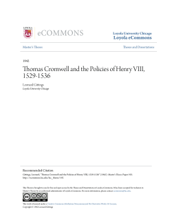 Thomas Cromwell and the Policies of Henry VIII, 1529-1536