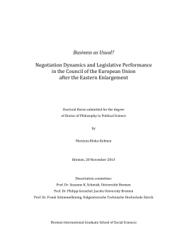 Business as Usual? Negotiation Dynamics and - E