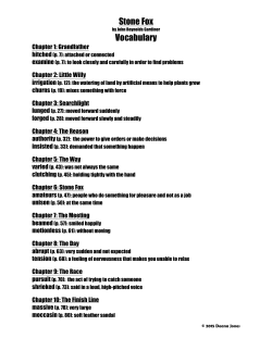 Stone Fox Vocabulary
