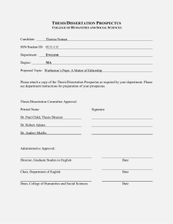 THESIS/DISSERTATION PROSPECTUS